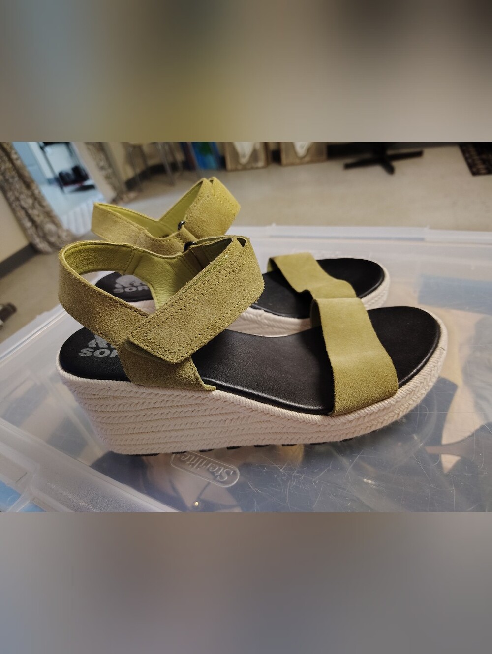 Sorel Olive Suede Espadrille Platform Sandals